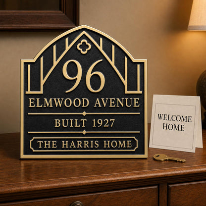 Personalized House Number Plaque | Custom Brass Address Sign