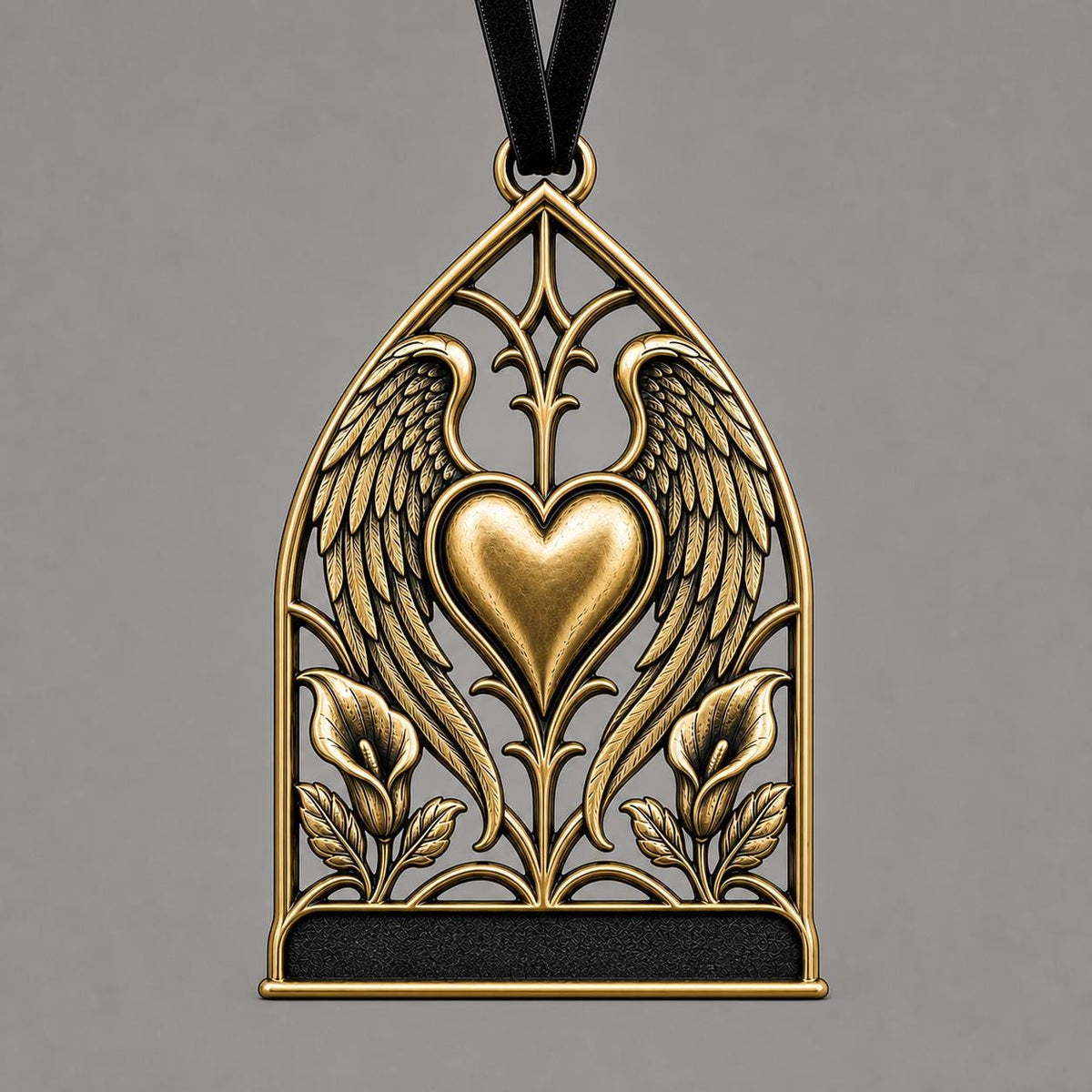 Large Personalized Angel Wings Memorial Ornament | Sympathy Remembrance Decor | Antique Brass Keepsake