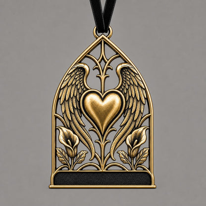 Large Personalized Angel Wings Memorial Ornament | Sympathy Remembrance Decor | Antique Brass Keepsake