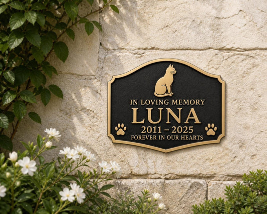 Antique Brass Memorial Plaque, Custom Pet Remembrance Sign