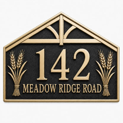 Personalised House Number Sign | Antique Brass Address Plaque | Custom Street/Family Name Board