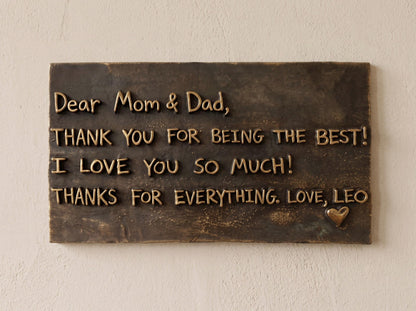 Custom Handwritten Note Plaque | Antique Brass Message Sign | Personalized Letter Keepsake Gift