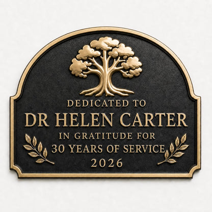 Personalised Bereavement Plaque, Floral Memory Sign, Antique Brass Memorial