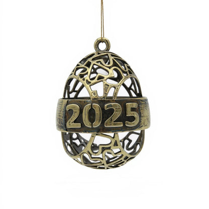Personalized antique christmas bauble | open heart egg name ornament | set of 2 or 4