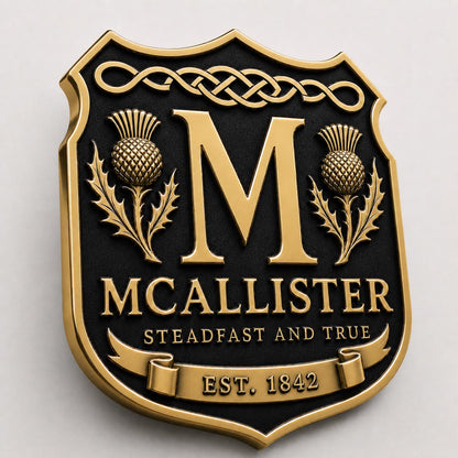 Design Your Own Family Crest Plaque | Personalised Surname & Motto | Antique Brass Wall Sign