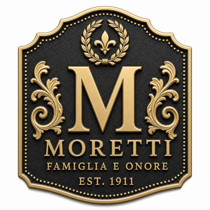 Create Your Own Family Crest Plaque | Custom Monogram, Surname & Motto | Antique Brass Heritage Sign