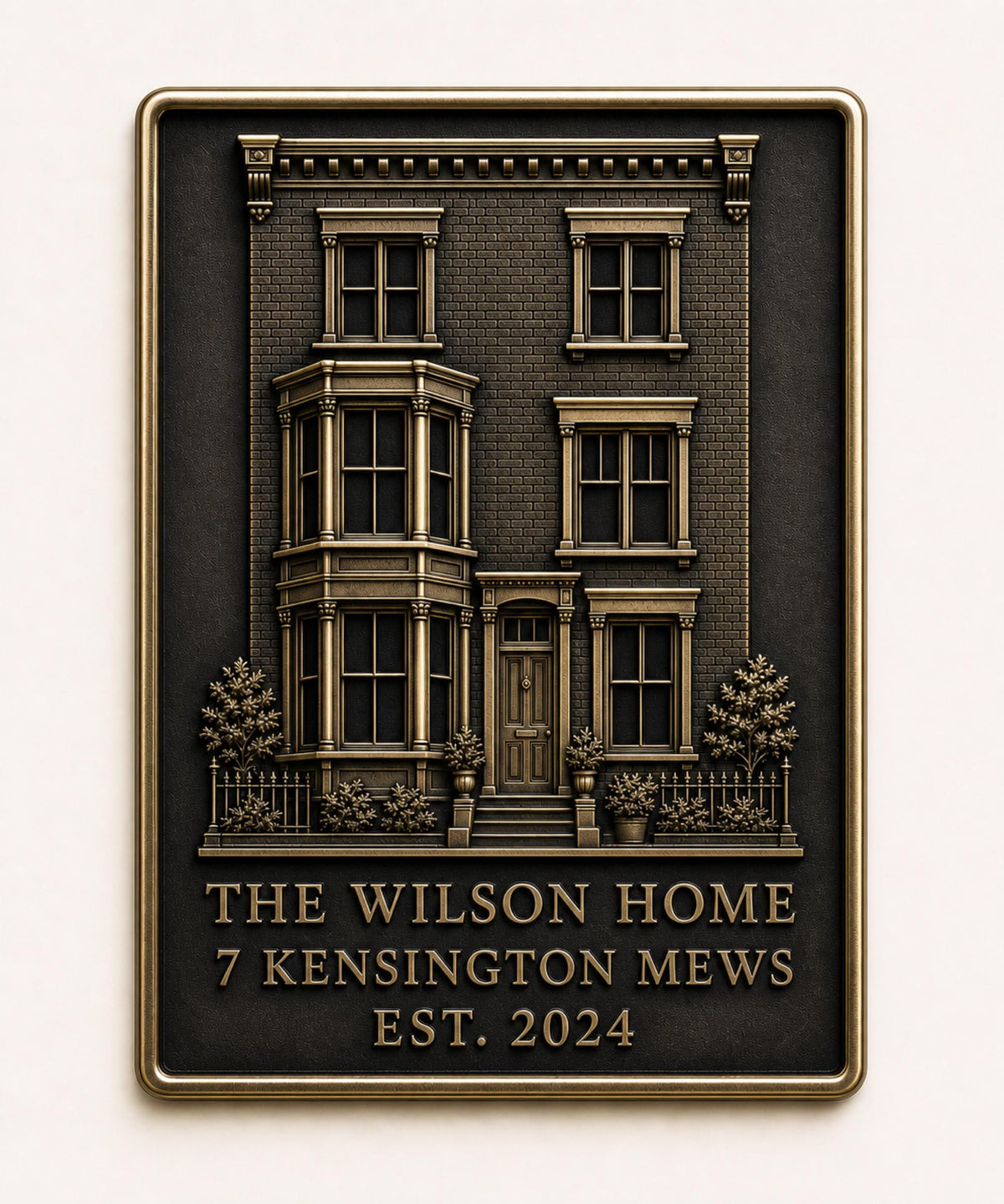 Personalised House Portrait Plaque | Custom Home Relief | Antique Brass New Home Keepsake