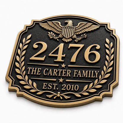 Personalised House Number Sign | Antique Brass Address Plaque | Custom Street/Family Name Board