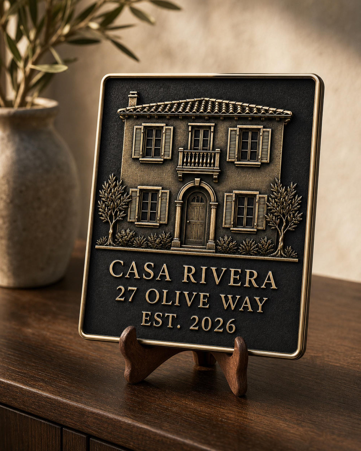 Personalised Building Portrait Plaque, Custom House Relief, Antique Brass Property Keepsake