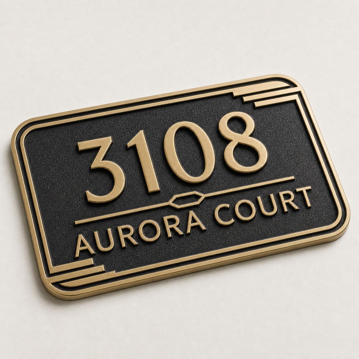 Personalised House Number Sign | Antique Brass Address Plaque | Custom Street/Family Name Board