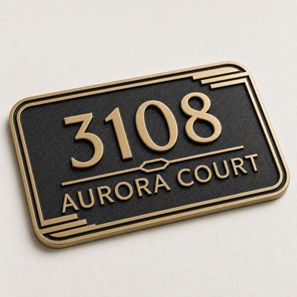 Personalised House Number Sign | Antique Brass Address Plaque | Custom Street/Family Name Board