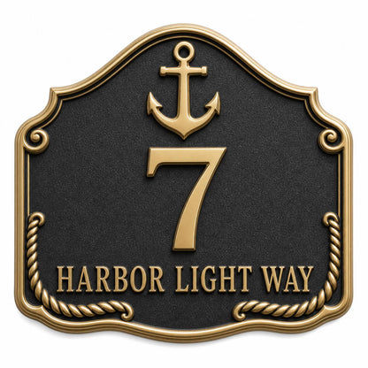 Personalised House Number Sign | Antique Brass Address Plaque | Custom Street/Family Name Board