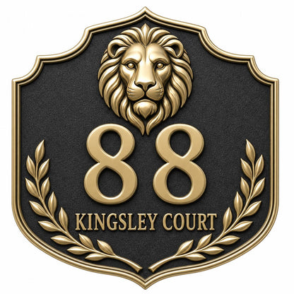Personalised House Number Sign | Antique Brass Address Plaque | Custom Street/Family Name Board