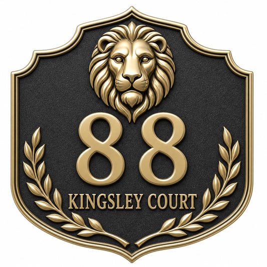 Personalised House Number Sign | Antique Brass Address Plaque | Custom Street/Family Name Board