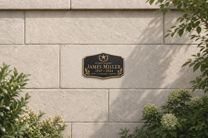Custom Veteran Memorial Plaque, Antique Brass Military Tribute Sign