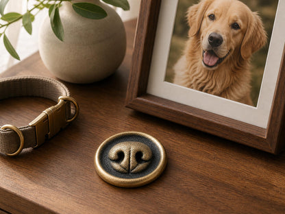 Custom Pet Nose Memorial Plaque, Antique Brass Keepsake, Personalised Dog/Cat Ornament