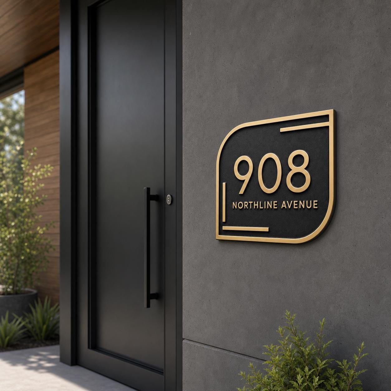 Personalised House Number Sign | Antique Brass Address Plaque | Custom Street/Family Name Board