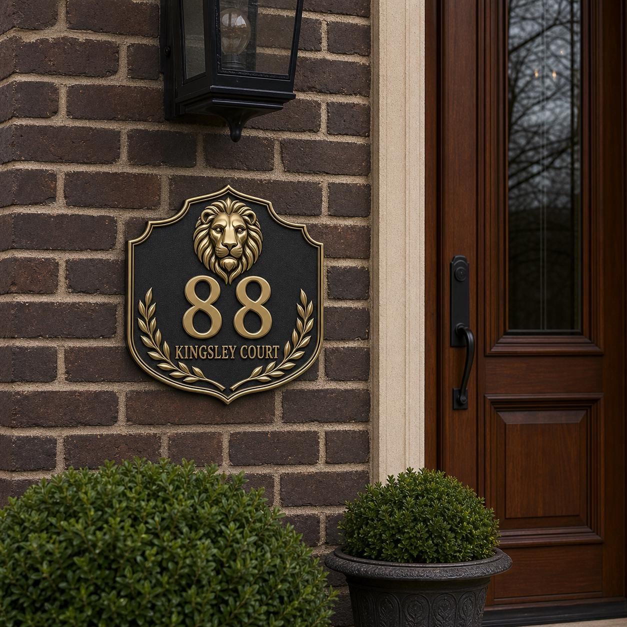 Personalised House Number Sign | Antique Brass Address Plaque | Custom Street/Family Name Board