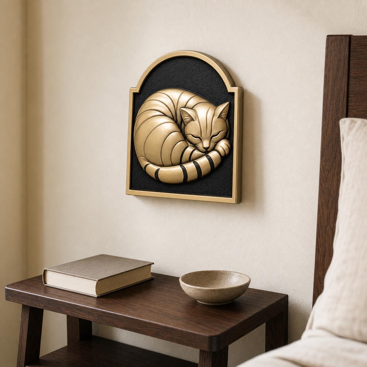 Custom Pet Portrait Relief Plaque | Raised Antique Brass Dog or Cat Wall Art