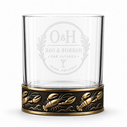 Personalized Lobster Whiskey Glass – Custom Etched Old Fashioned Glass, 10 oz