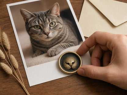 Custom Cat Nose Memorial Plaque, Antique Brass Keepsake, Personalised Pet Gift