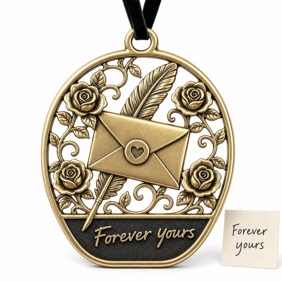 Large Personalized Envelope Ornament | Wedding Keepsake | Antqiue Brass Christmas Decor