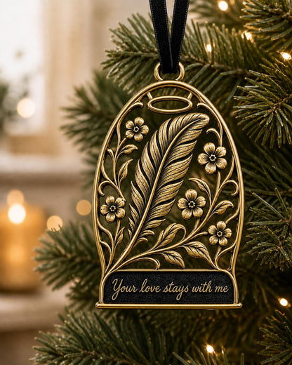 Large Custom Memorial Ornament with Personalized Handwritten Note | Feather Christmas Charm | Copper Brass Sympathy Gift