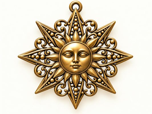 
Celestial Star filigree Christmas ornament in antique brass finish