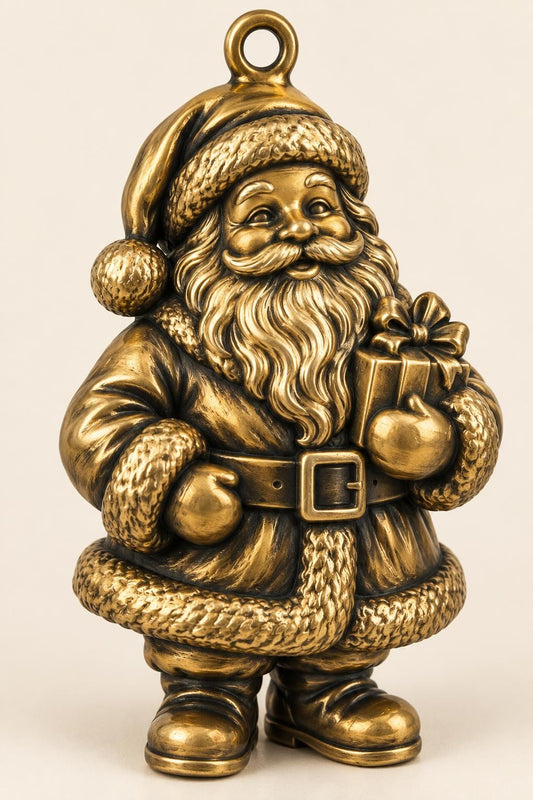 
Santa Christmas figurine ornament in antique brass finish