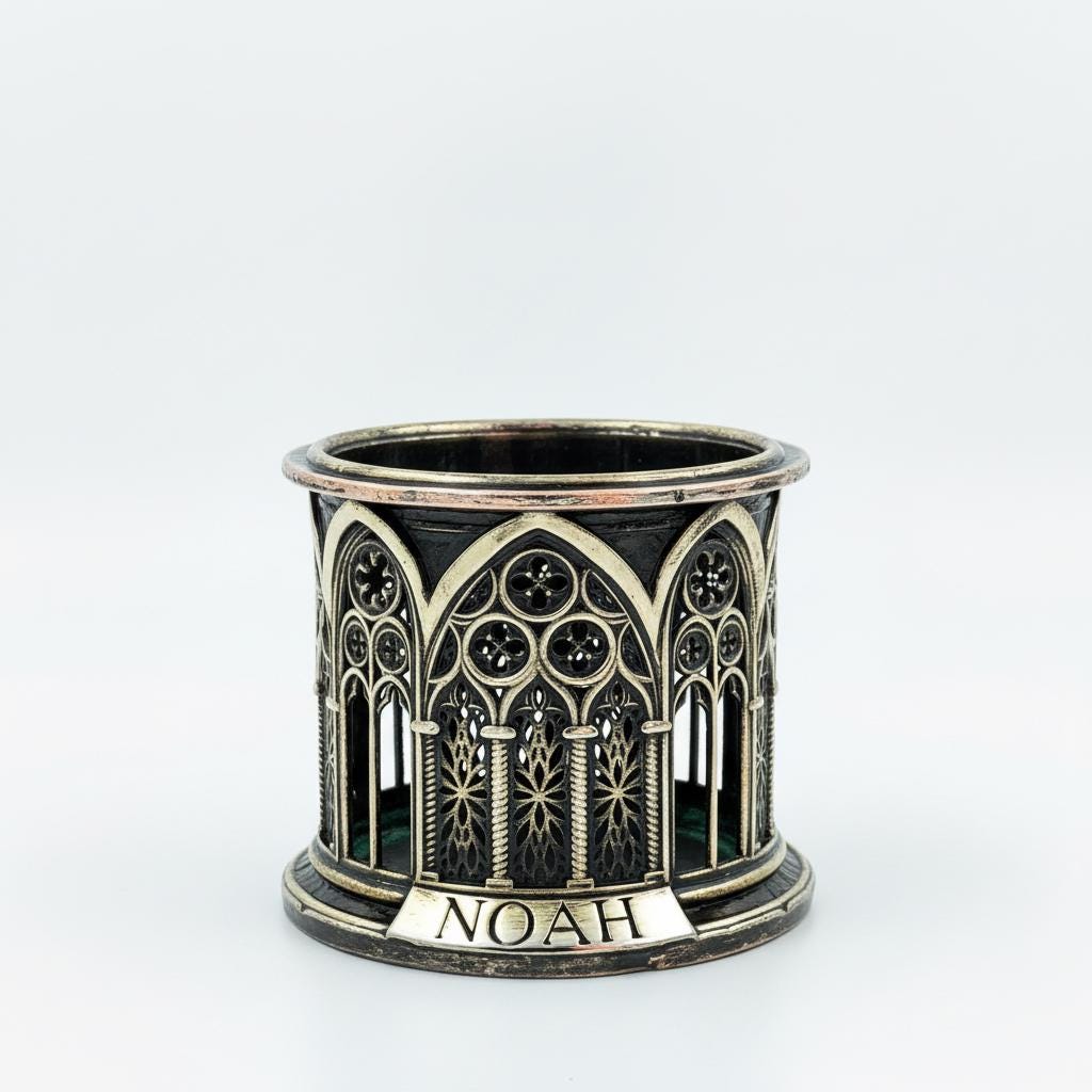Round cathedral holder with NOAH on the band, unlit