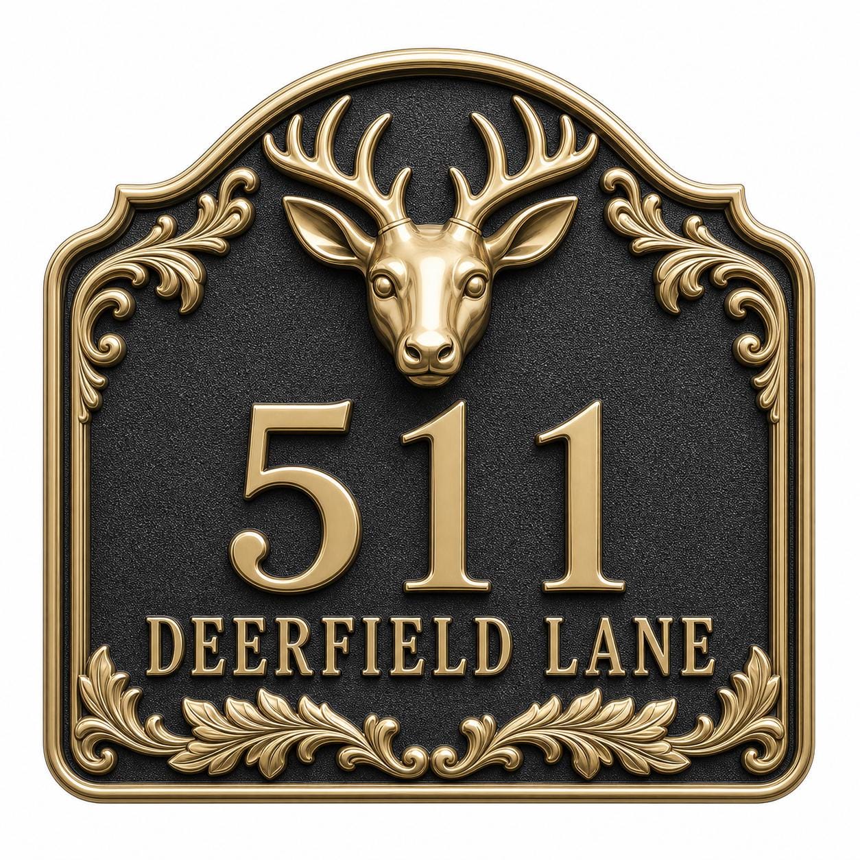 Personalised House Number Sign | Antique Brass Address Plaque | Custom Street/Family Name Board