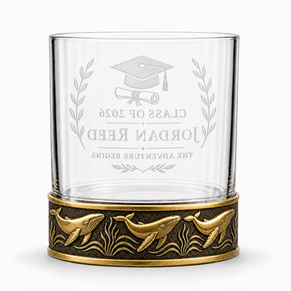 Personalized Humpback Whale Whiskey Glass – Custom Etched Old Fashioned Glass, 10 oz