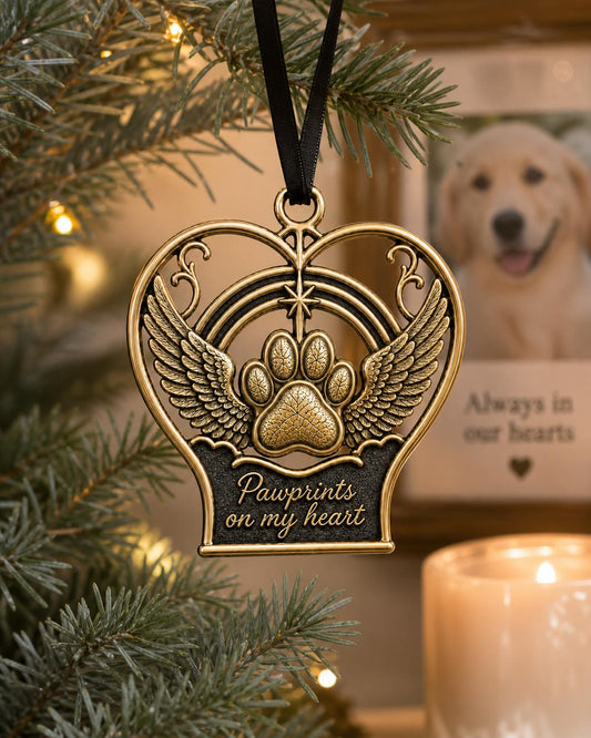 Large Personalized Pet Memorial Ornament | Angel Wings Keepsake | Custom Christmas Tree Decor
