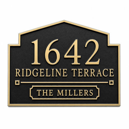 Personalized House Number Plaque | Custom Address Sign | Brass Family Name Street Sign