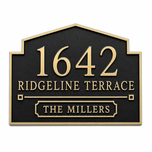 Personalized House Number Plaque | Custom Address Sign | Brass Family Name Street Sign