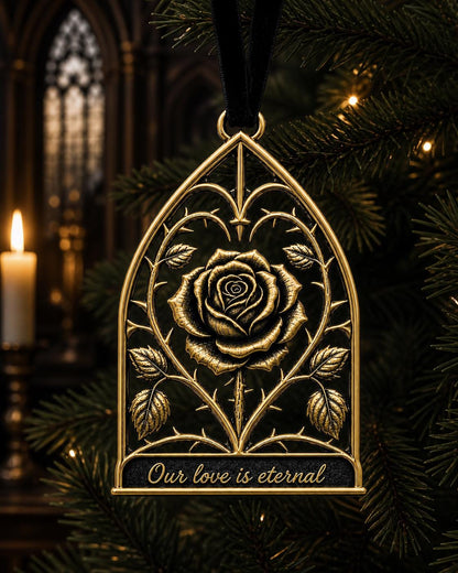Large Personalized Rose Memorial Ornament | Couple Keepsake | Copper & Brass Christmas Decor
