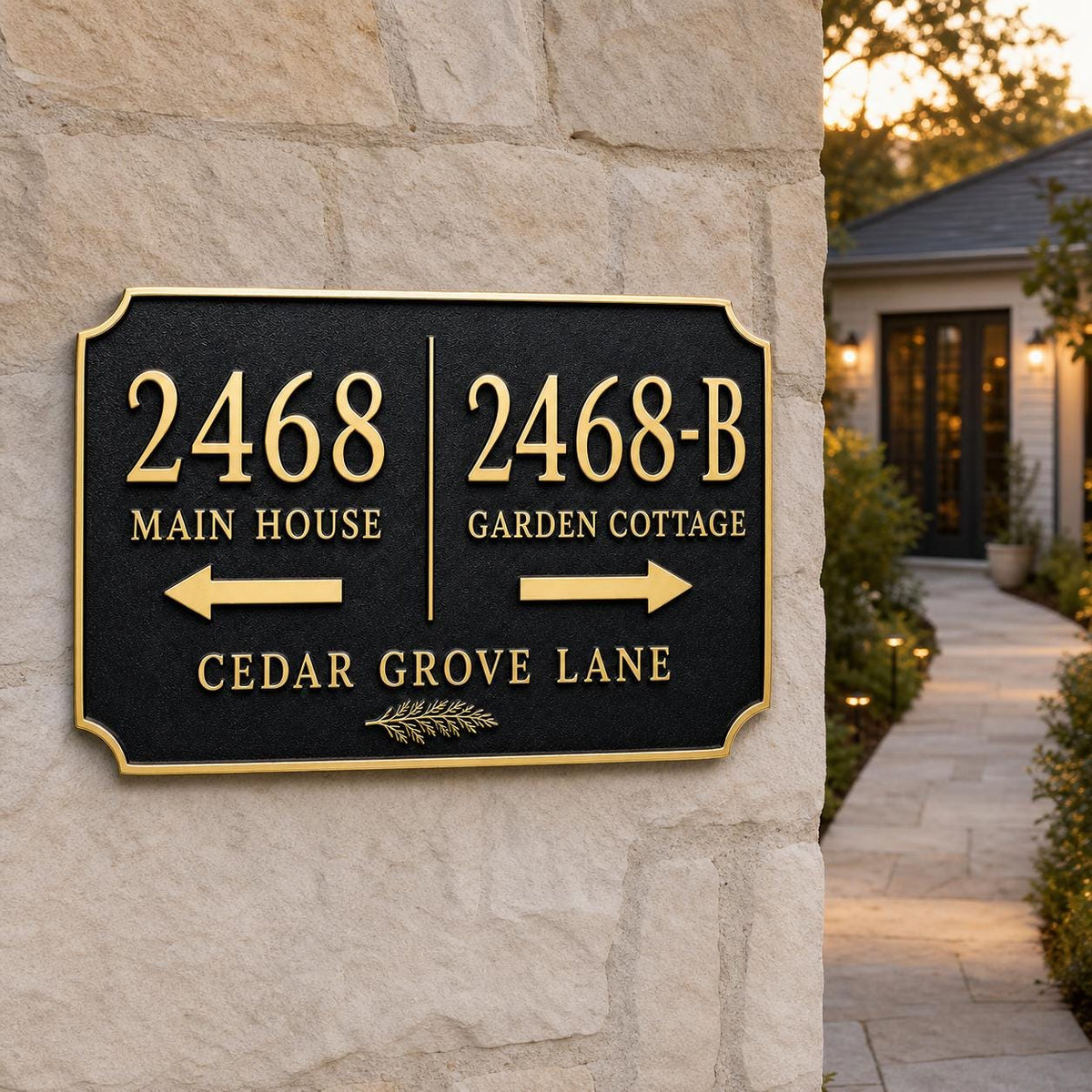 Personalized ADU Address Sign, Main House and Garden Cottage Wayfinding Brass Plaque
