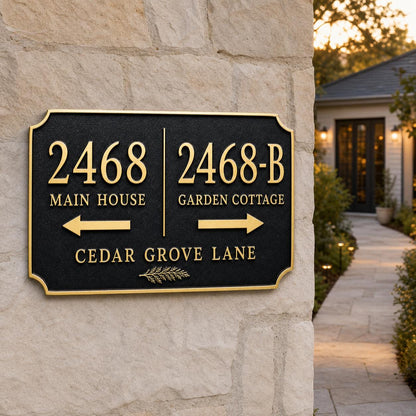 Personalized ADU Address Sign, Main House and Garden Cottage Wayfinding Brass Plaque