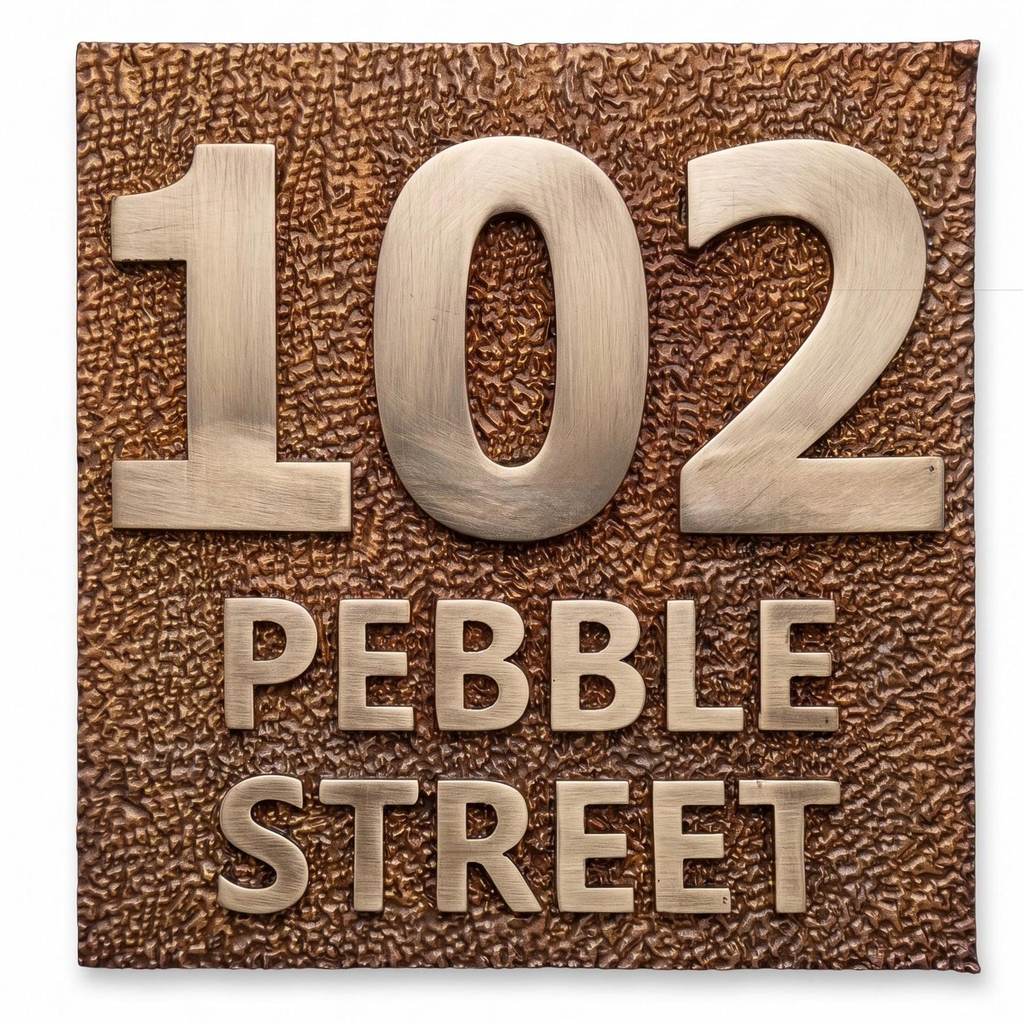 Custom House Number Sign | Electroformed Brass Address Plaque | 5 Finishes | Floating Mount | Housewarming Gift