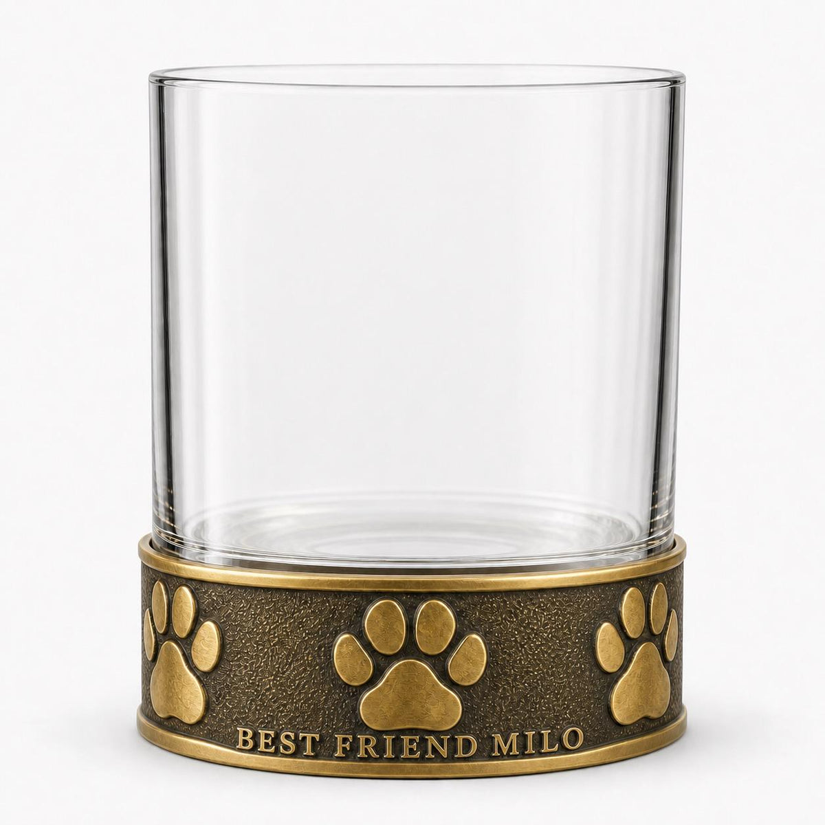 Personalised Fingerprint or Pet Paw Print Whisky Glass | Antique Brass Base | Custom Remembrance Gift