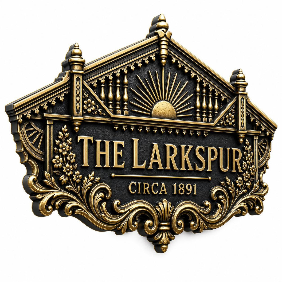 Personalized Antique Brass House Name Plaque | Custom Manor Sign
