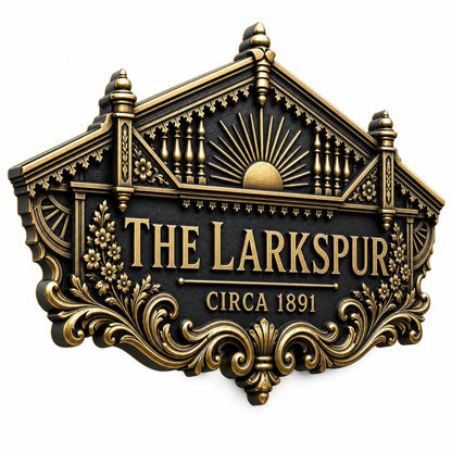 Personalized Antique Brass House Name Plaque | Custom Manor Sign