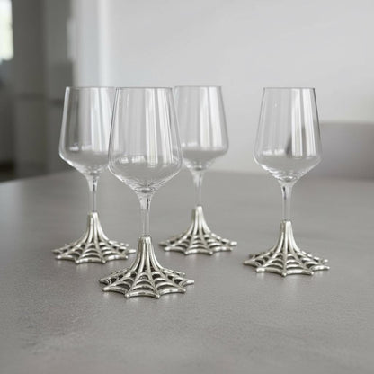 Spider Web Wine Glass – Electroformed Web Base, 12 oz