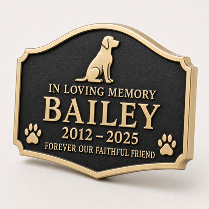 Personalised Memorial Sign, Pet Remembrance Plaque, Raised Antique Brass Design