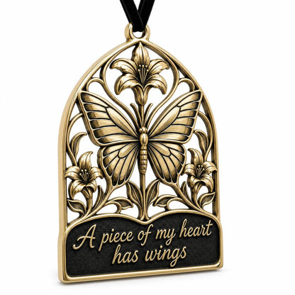 Large Personalized Butterfly Memorial Ornament | Antique Brass Christmas Decor
