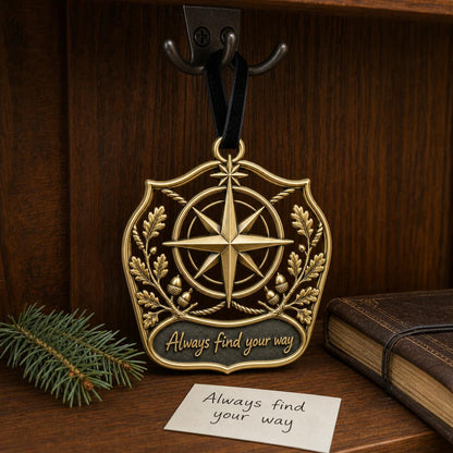 Large Personalized Compass Ornament | Antique Brass Christmas Hanging