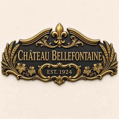 Personalized Antique Brass House Plate | Custom Château Name Sign | French Manor Address Plaque