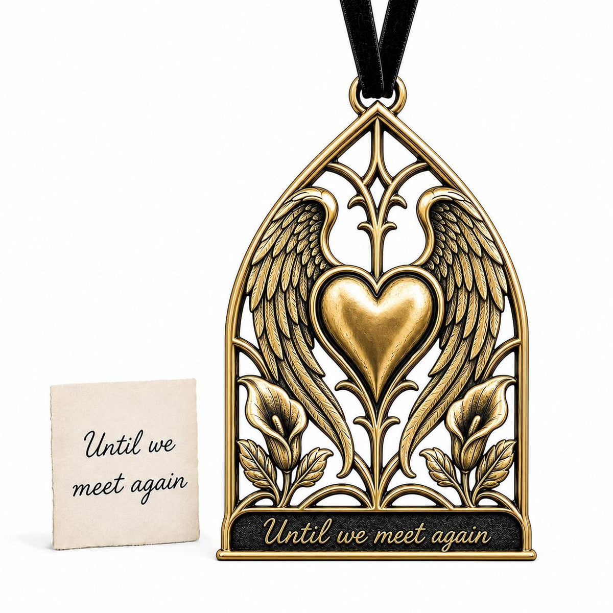 Large Personalized Angel Wings Memorial Ornament | Sympathy Remembrance Decor | Antique Brass Keepsake