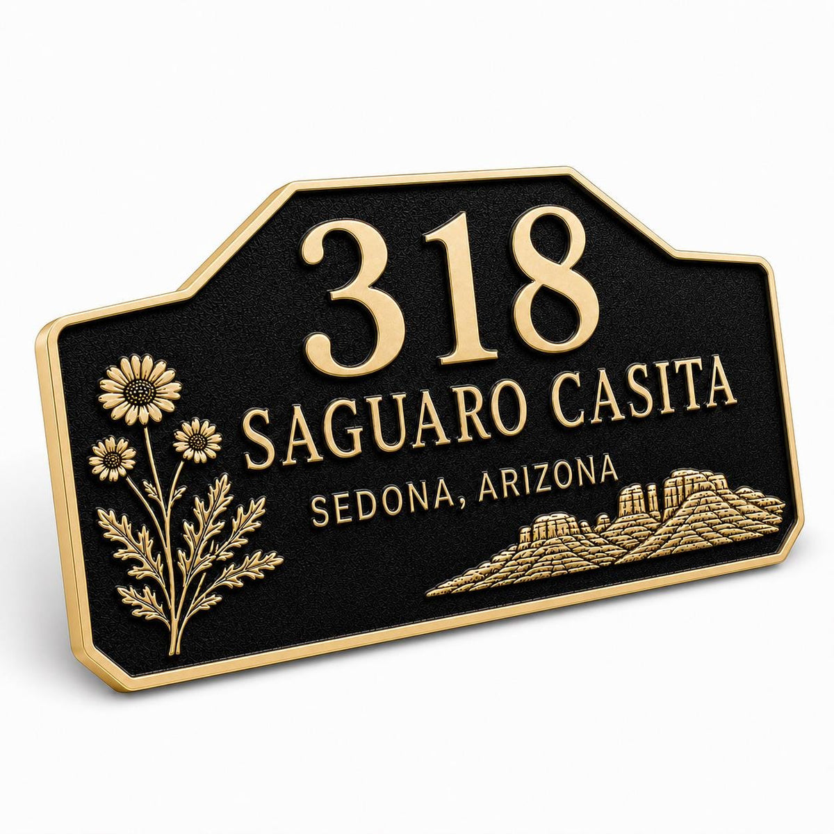 Personalised Designer Address Plaque | Custom Antique Brass House Number