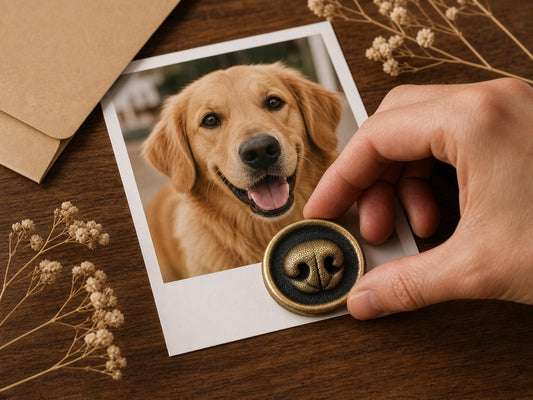 Custom Pet Nose Memorial Plaque, Antique Brass Keepsake, Personalised Dog/Cat Ornament